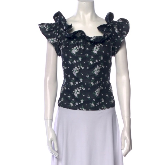 NWT Christy Lynn Jacquard Lorraine Floral Top Ruffle Blouse Size Medium - Picture 12 of 16